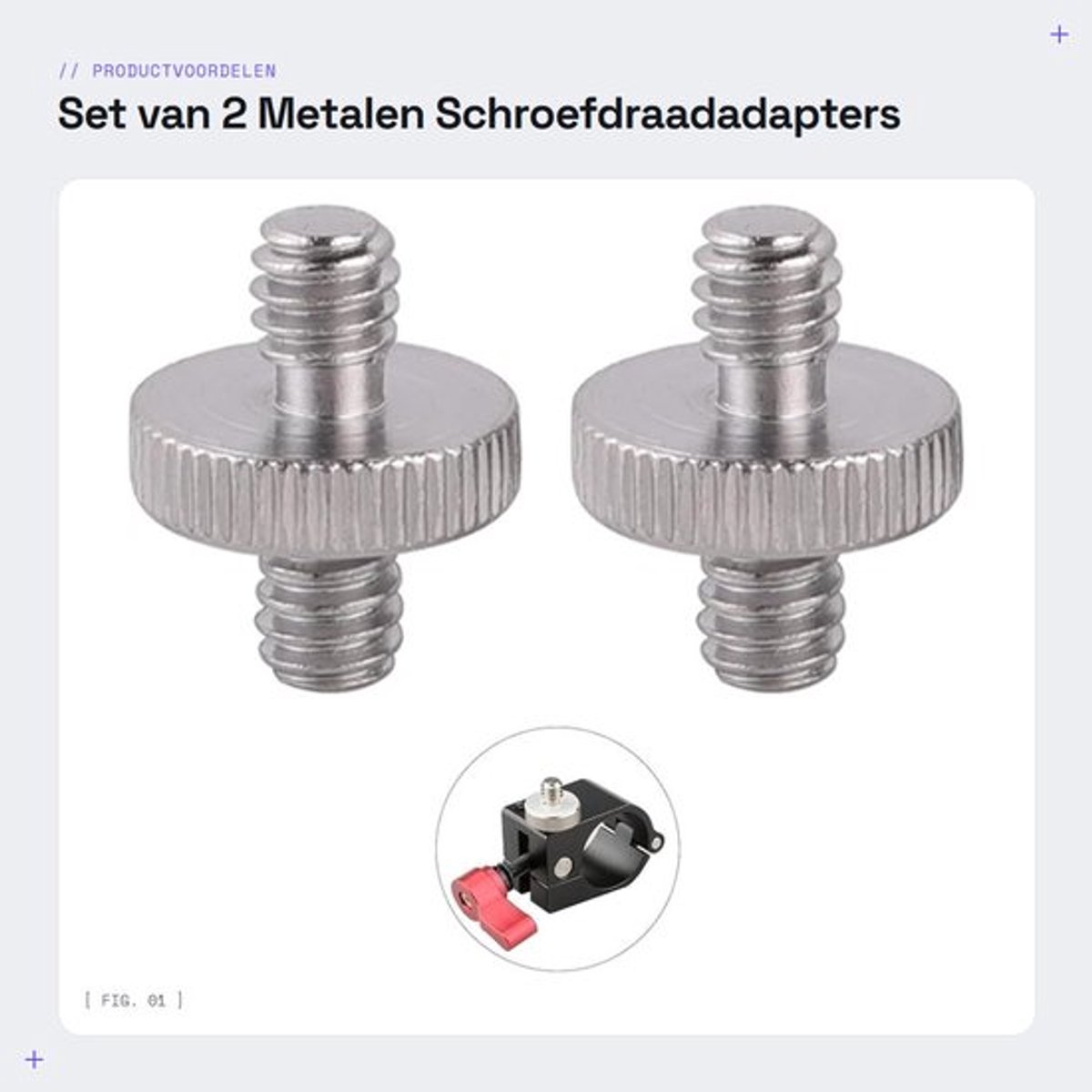 Set van 2 Metalen Schroefdraadadapters voor Camera-accessoires