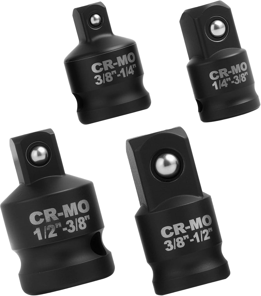 Adapter set voor ratelsleutels - 4-delig - zwart - veilige en stabiele werking - ShopVlot