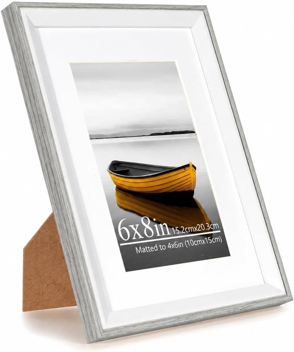 Fotolijst 6x8 Grijs Wit - Two Tone - Acrylglas - Perfect voor Posters - ShopVlot