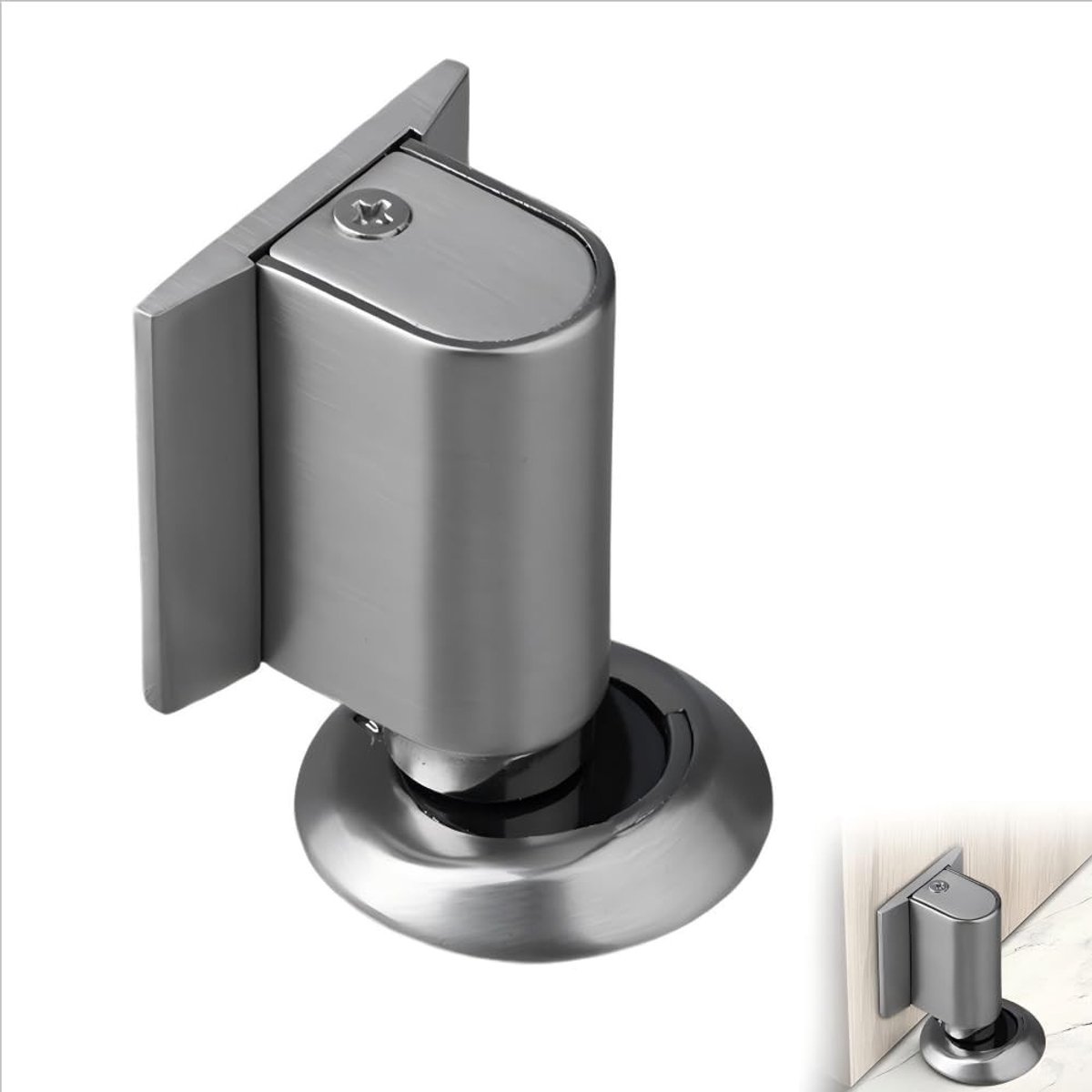 Magnetische Deurstoppers van Zinklegering, Zelfklevend, Vloerstopper voor Kantoor, Slaapkamer en Badkamer met Schroeven en Adhesief