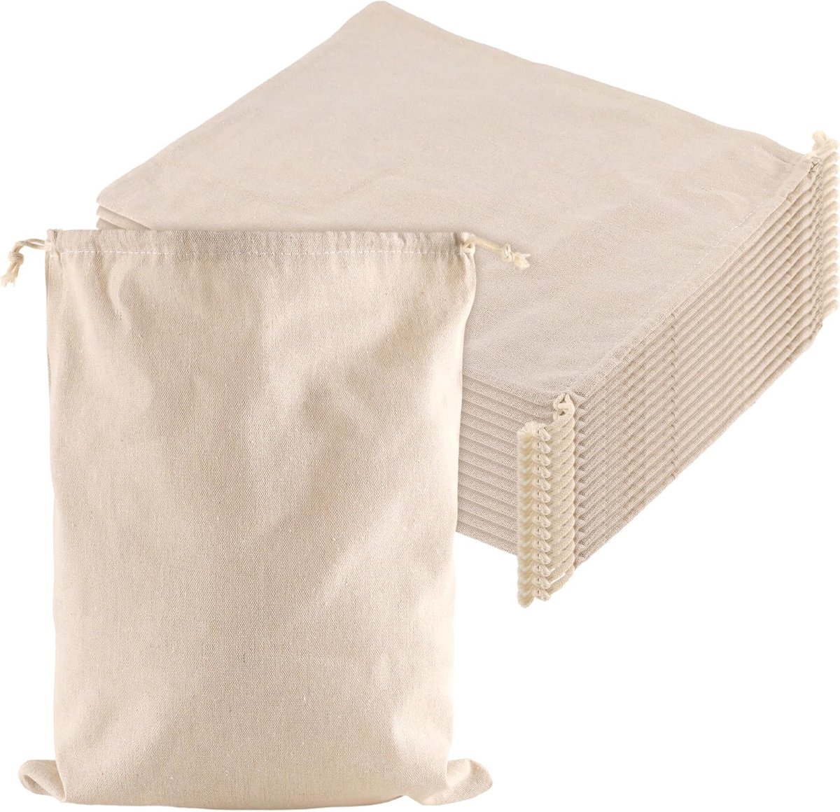 Katoenen zakken 30 x 40 cm - met trekkoord - duurzaam katoen - ideaal voor opslag - ShopVlot