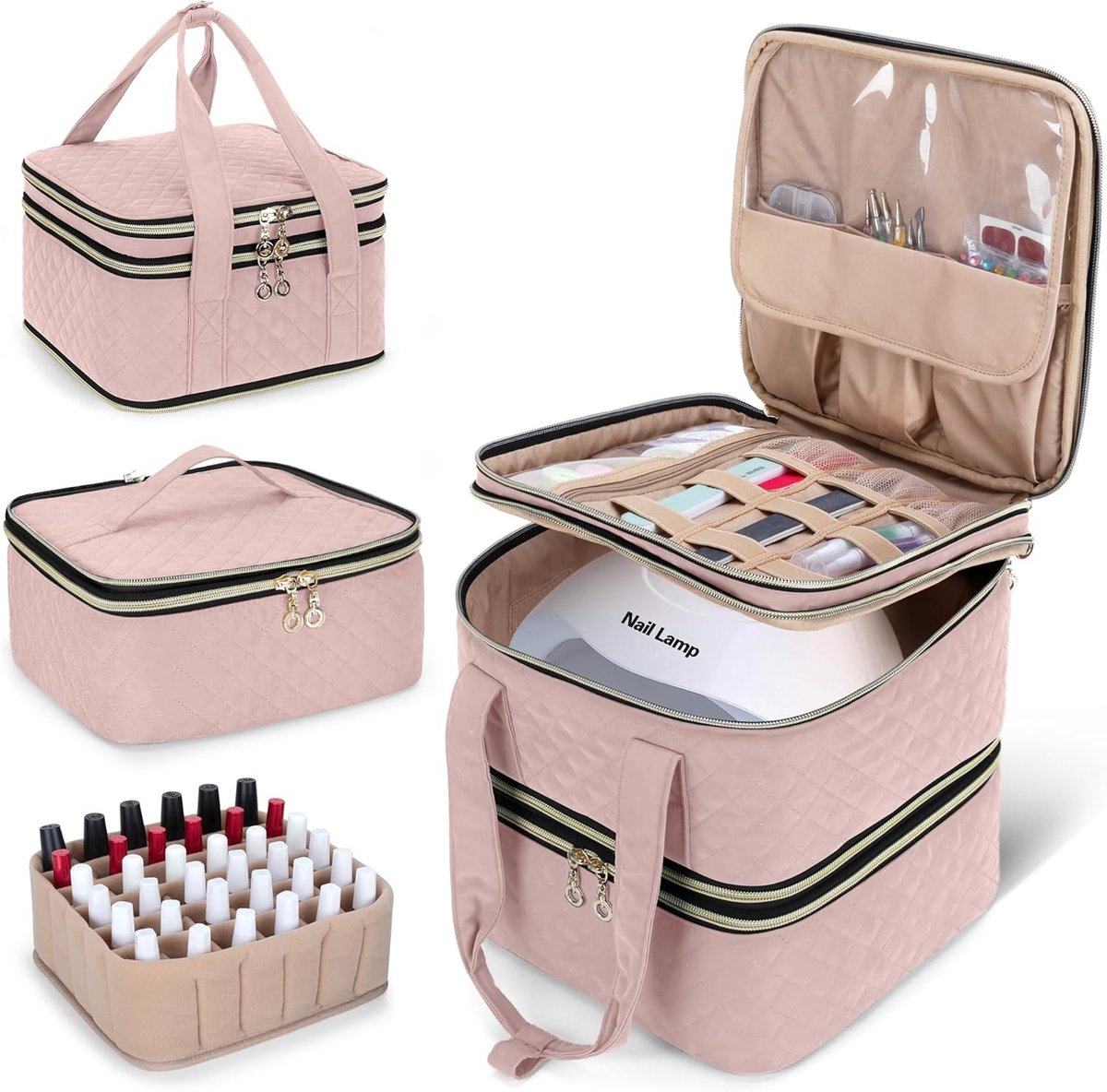 Opbergtas voor 72 Flessen Nagellak (15 ml), Verwijderbare Tas voor Nagellak en Nagelart Gereedschappen, Ideaal voor Organisatie en Reizen