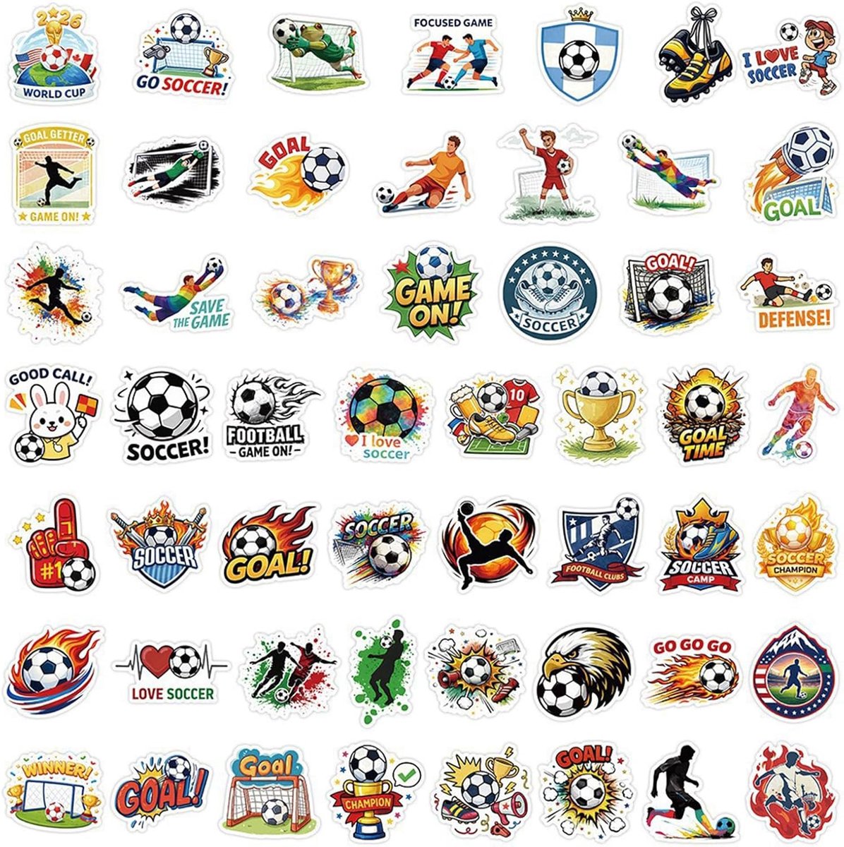 Voetbalstickers voor kinderen - waterdicht vinyl - 100 stuks - ideaal voor decoratie - ShopVlot