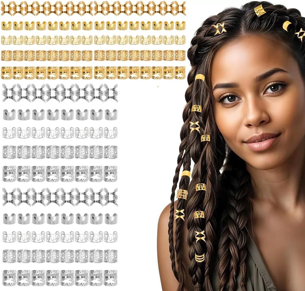 Dreadlocks sieraden 160 stuks - gouden en zilveren haarsieraden - veelzijdige haaraccessoires - voor trendy looks - ShopVlot