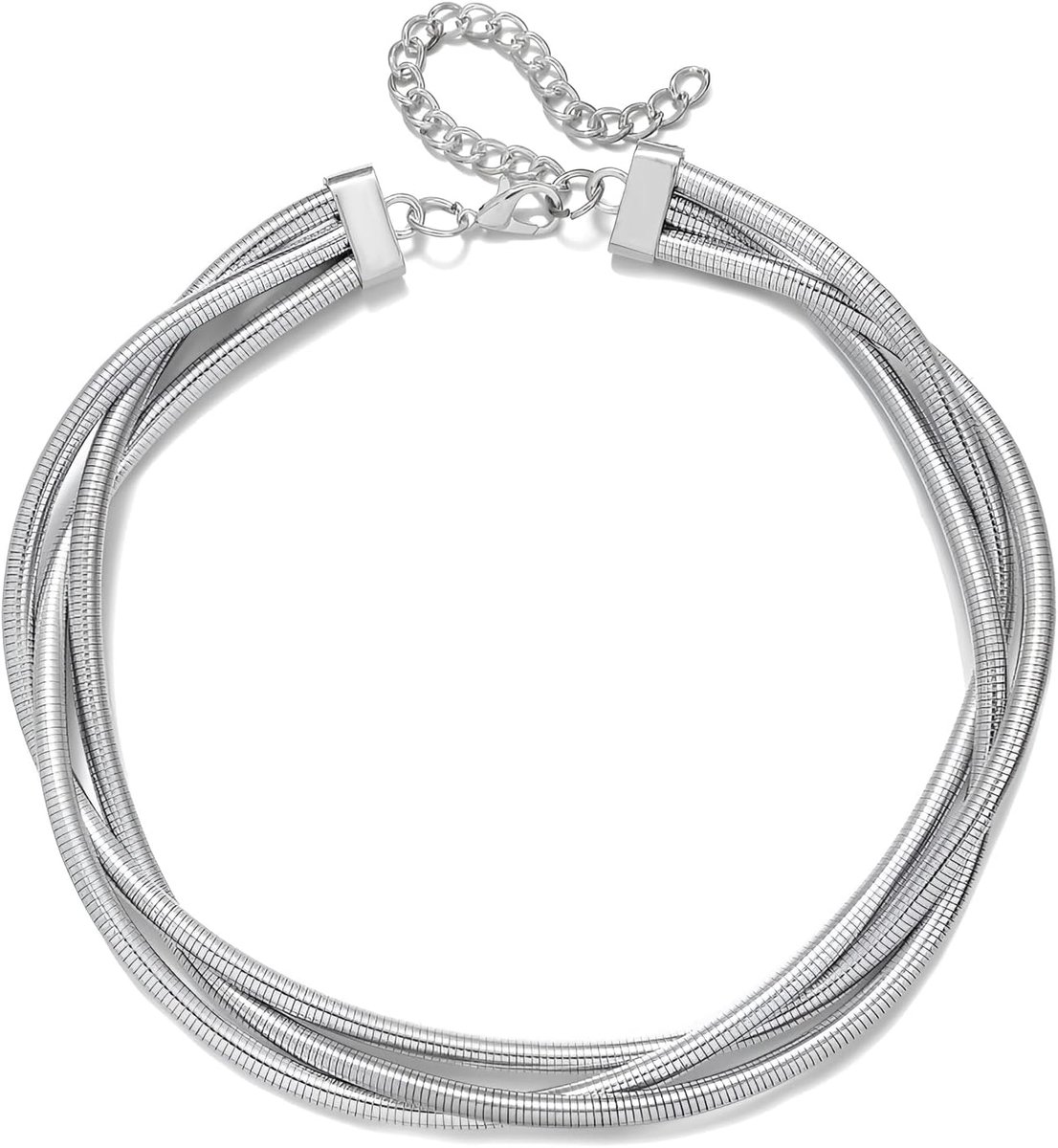 Chunky choker halsketting - zilver - punk collar - trendy accessoire voor dames - ShopVlot