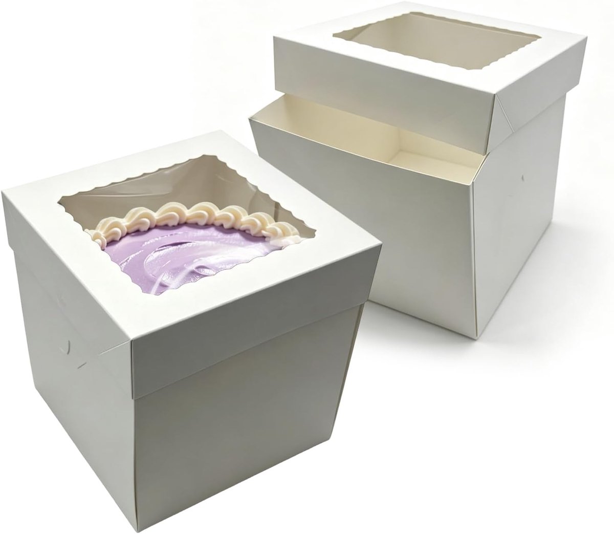 Taartdozen 20 x 20 x 20 cm - karton met venster - geurloos en veilig - voor het vervoer van taarten - ShopVlot