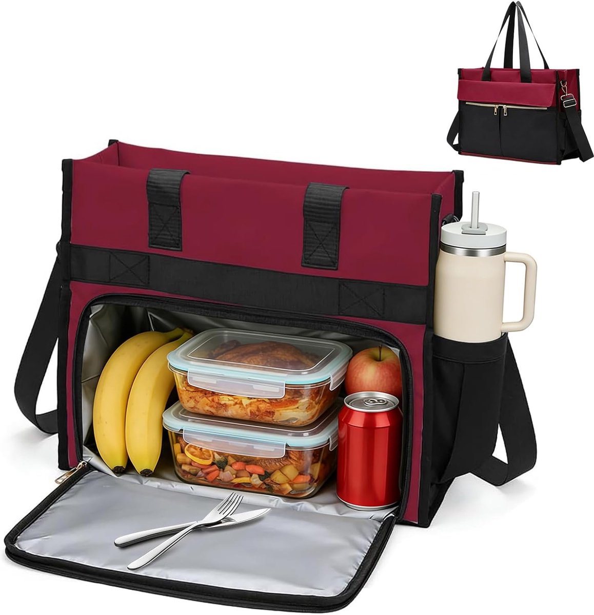 Lunchtas dames 39,6 cm - 2-in-1 laptoptas met lunchvak - waterdicht - perfect voor kantoor - ShopVlot
