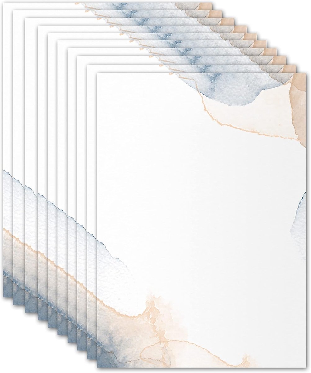 A4 schrijfpapier - dubbelzijdig bedrukt - aquarel ontwerp - perfect voor uitnodigingen - ShopVlot