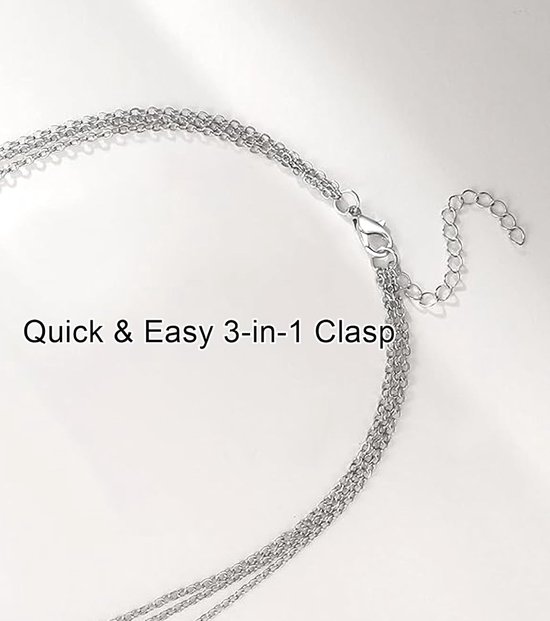 Zwarte kristallen ketting - 3 in 1 gelaagd - zon en maan design - perfect voor Y2K outfits - ShopVlot — afbeelding 3