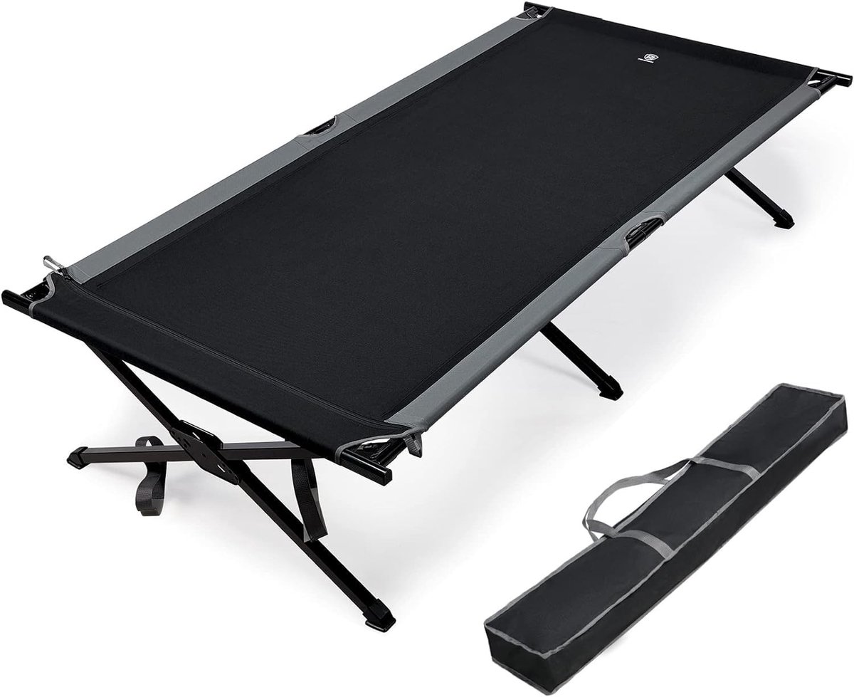 Campingbed - Zwart - XXL - Opvouwbaar Met Luxe Draagtas - Voor Volwassenen