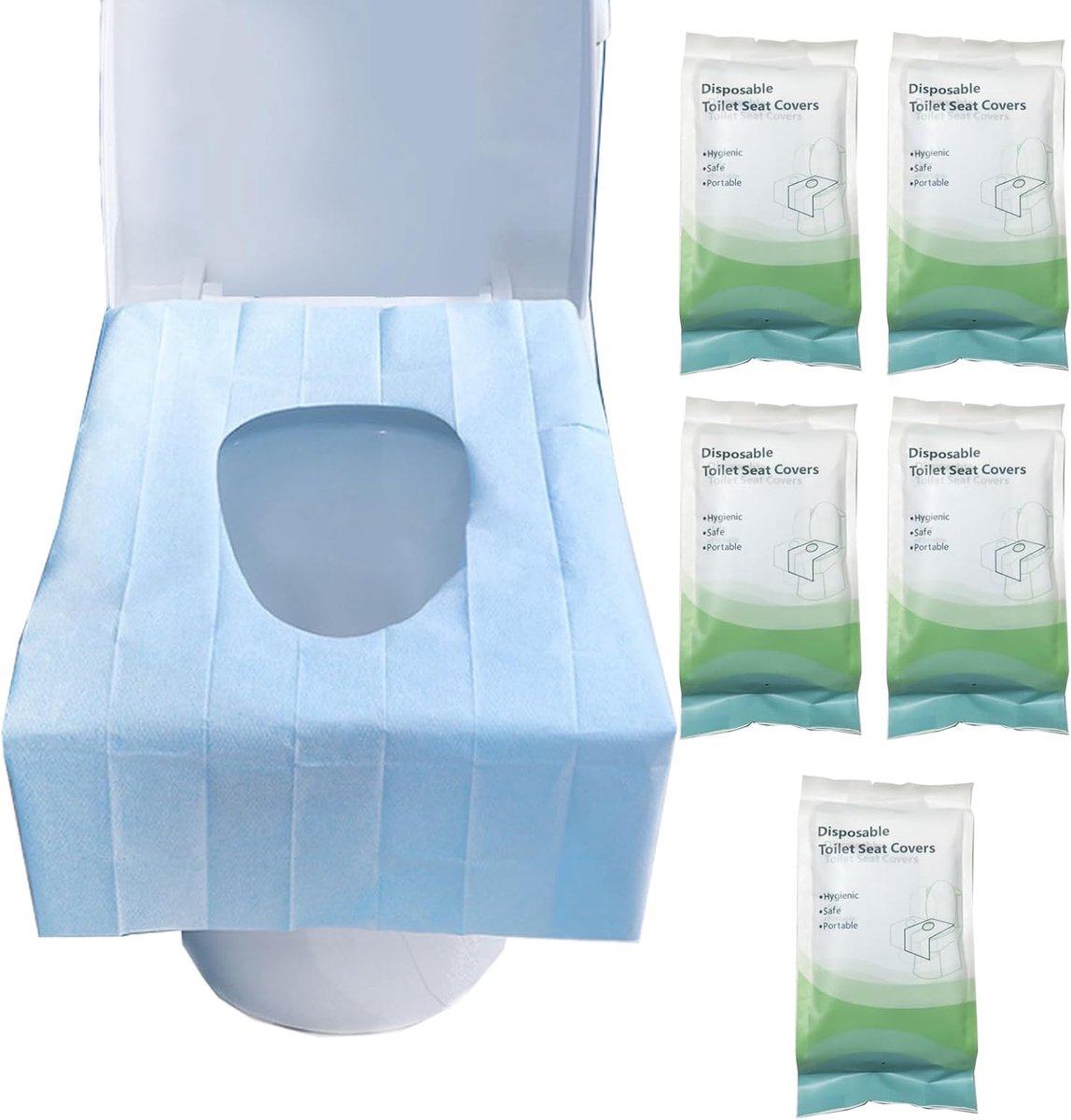 Toiletbril Covers Wegwerp - 50 Stuks Extra Groot Zacht Waterdicht - Voor Veilig Gebruik in Publieke Toiletten - ShopVlot