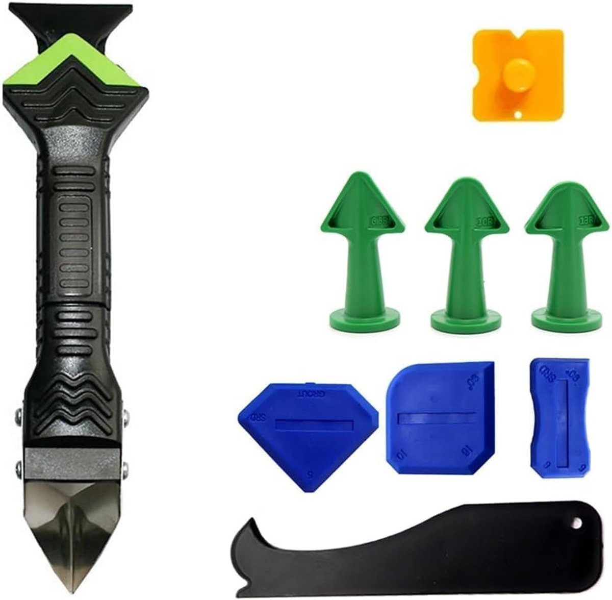 Siliconenverwijderaar 5-in-1 - Groen - Multifunctionele set - Eenvoudig siliconen verwijderen en gladmaken - ShopVlot
