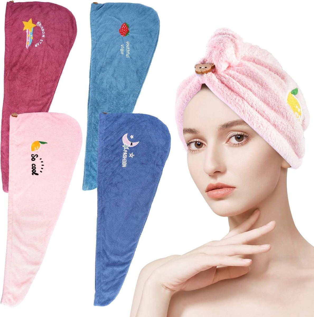 Hoofdhanddoek - Roze - 65 x 25 cm - Super Absorberende Microvezel - Voor Lang en Dik Haar