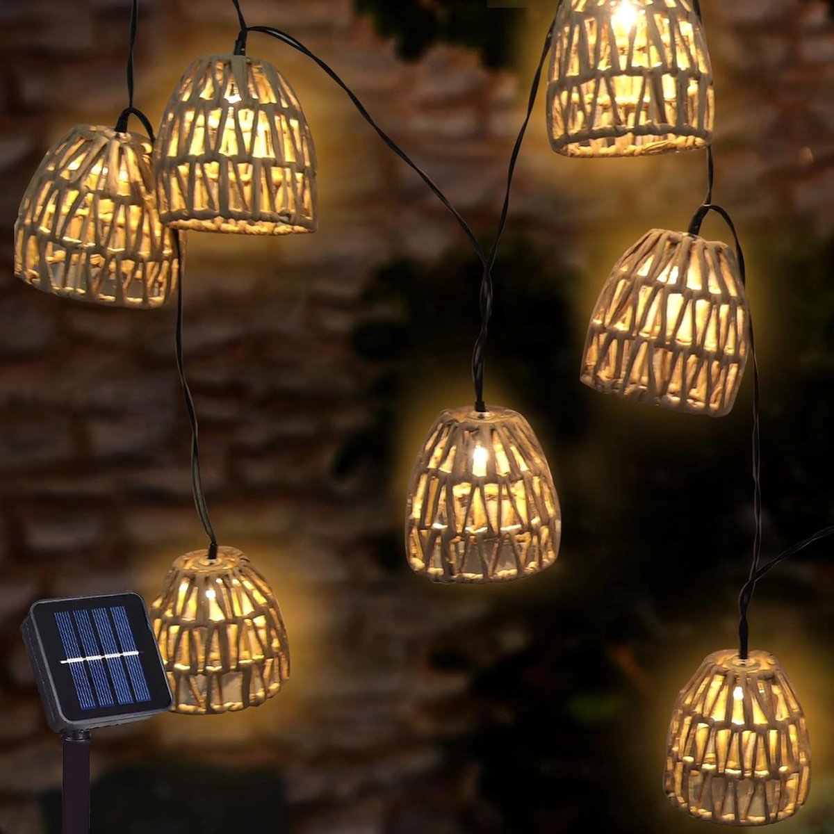 Lichtsnoer op Zonne-energie - Warme kleur - 3,6 m - Waterdichte Lichtketting met Papieren Kabel - Voor Tuin en Balkon