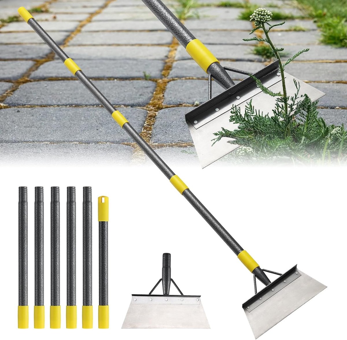 Onkruidverwijderaar - 165 cm - Multifunctionele Platte Tuinschep met Uittrekbare Steel - Voor Tuin, Oprit en Muren
