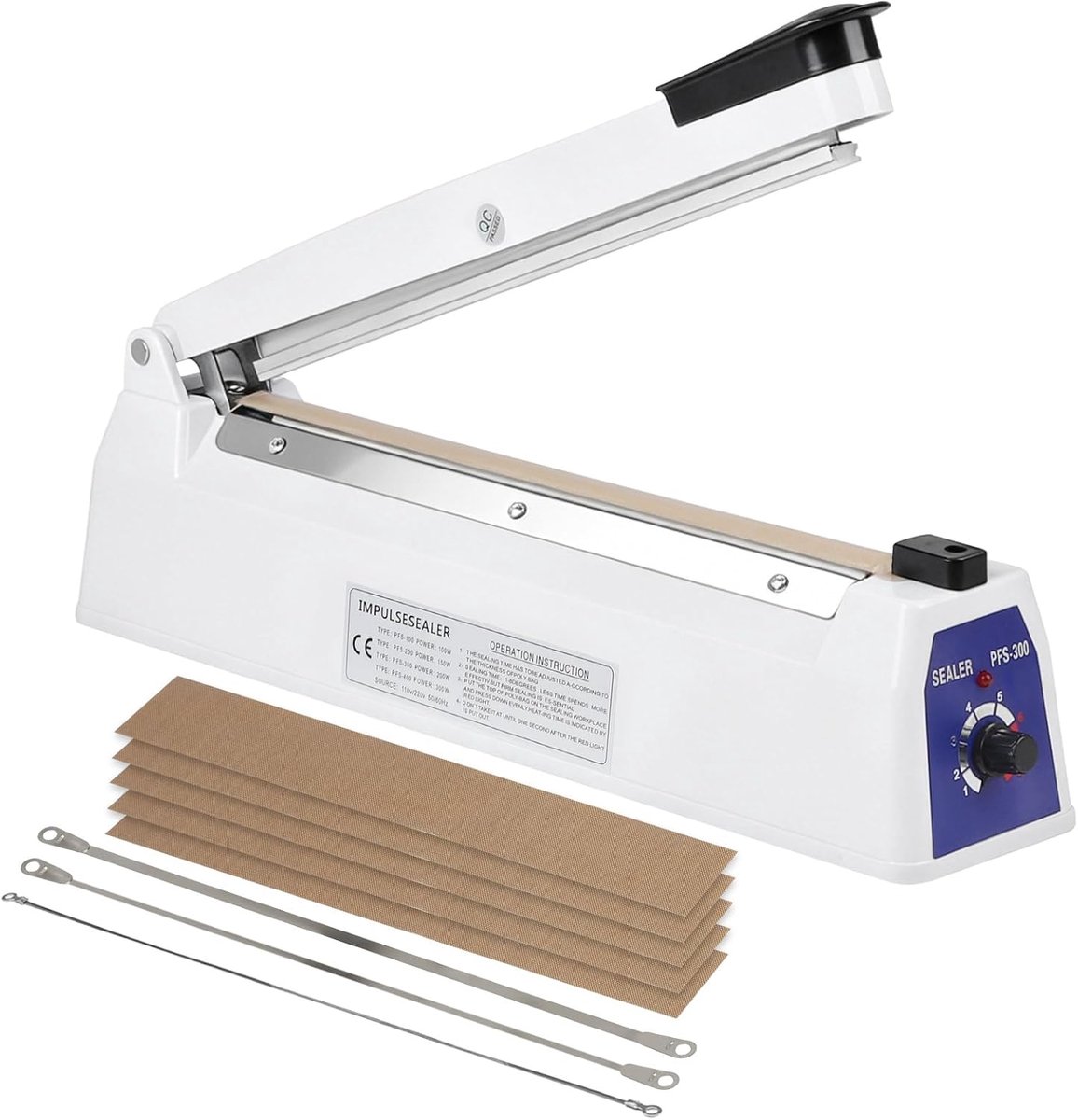 Zakverzegeler 300 mm - witte kunststof - draagbaar - ideaal voor het afdichten van zakken - ShopVlot