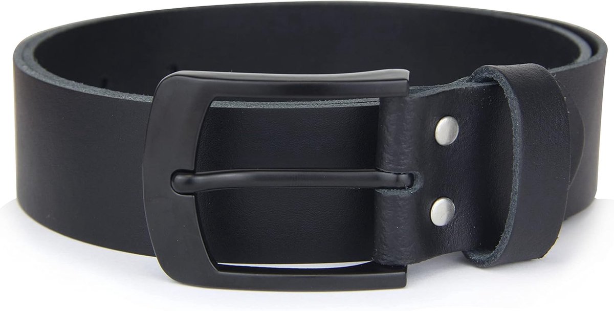 Leather Belt MADE IN GERMANY, 100% Genuine Leather, 4 cm Wide, Black Buckle, Belt for Men, Black - ShopVlot