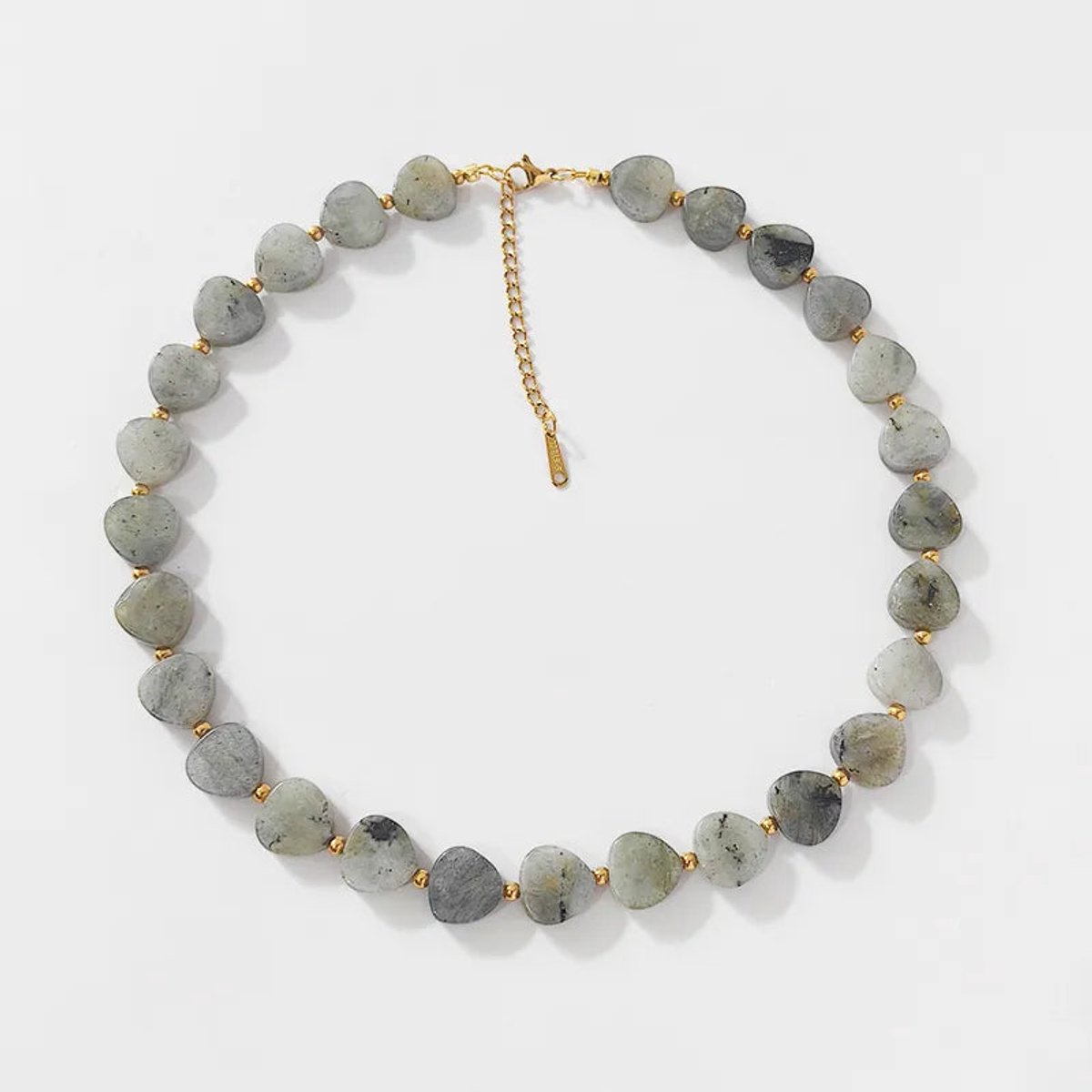 Elena - Hartvormige kralenketting - Stainless Steel - -