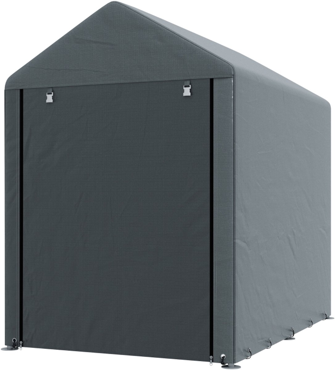 Zubaliya Opslagtent van stalen frame met PE-doek – ritsdeur – 120 x 179 x 165 cm – Donkergrijs
