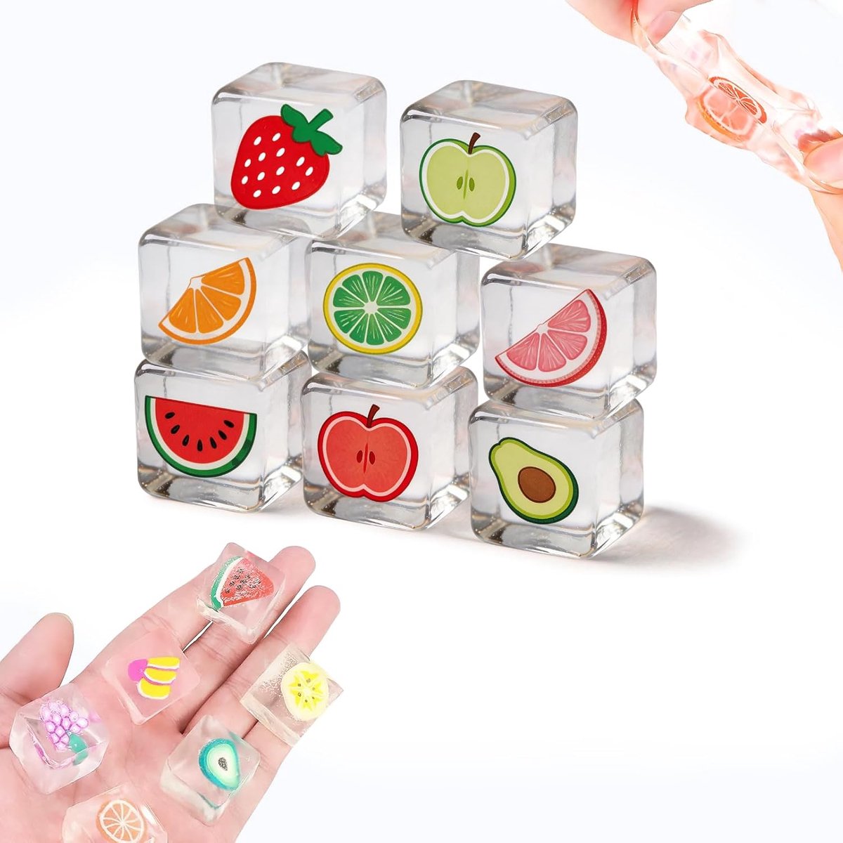 Echehi Sensorische Ijsblokjes Knijpspeelgoed - 15 stuks Zachte Anti-stress Speelgoed voor Kinderen en Volwassenen, met - ShopVlot