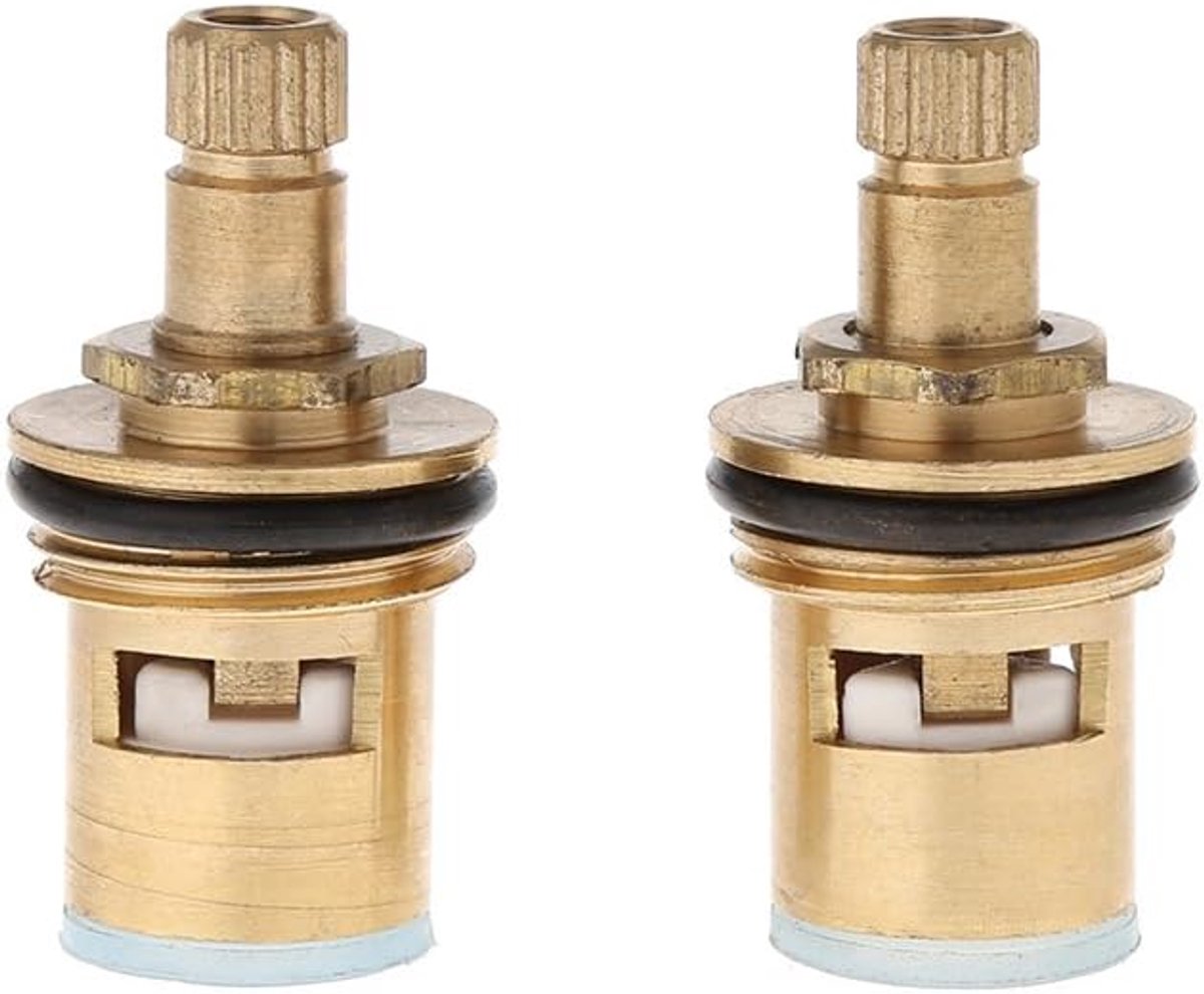 Buwei 2pcs Faucet Replacement Brass 1/4 Turn G1/2 Inch Ceramic Disc Cartridge Hot Cold Faucet Valve - ShopVlot