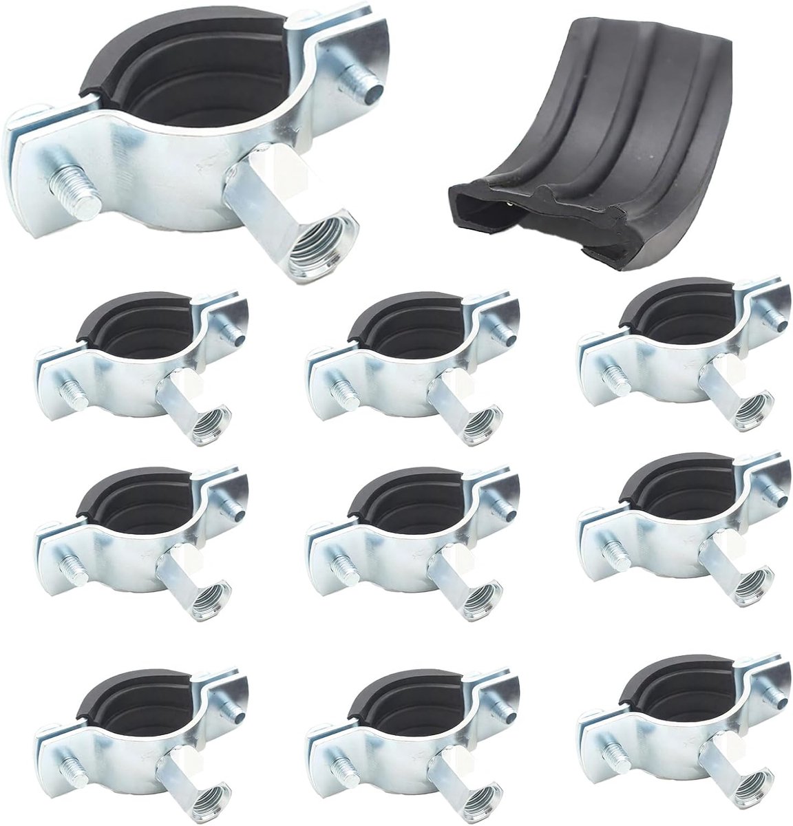 10 Pieces Screw Pipe Terminal Kit, Galvanized Steel Hose Clamps, Pipe Clamps for Water Pipe Fixing (Black) - ShopVlot