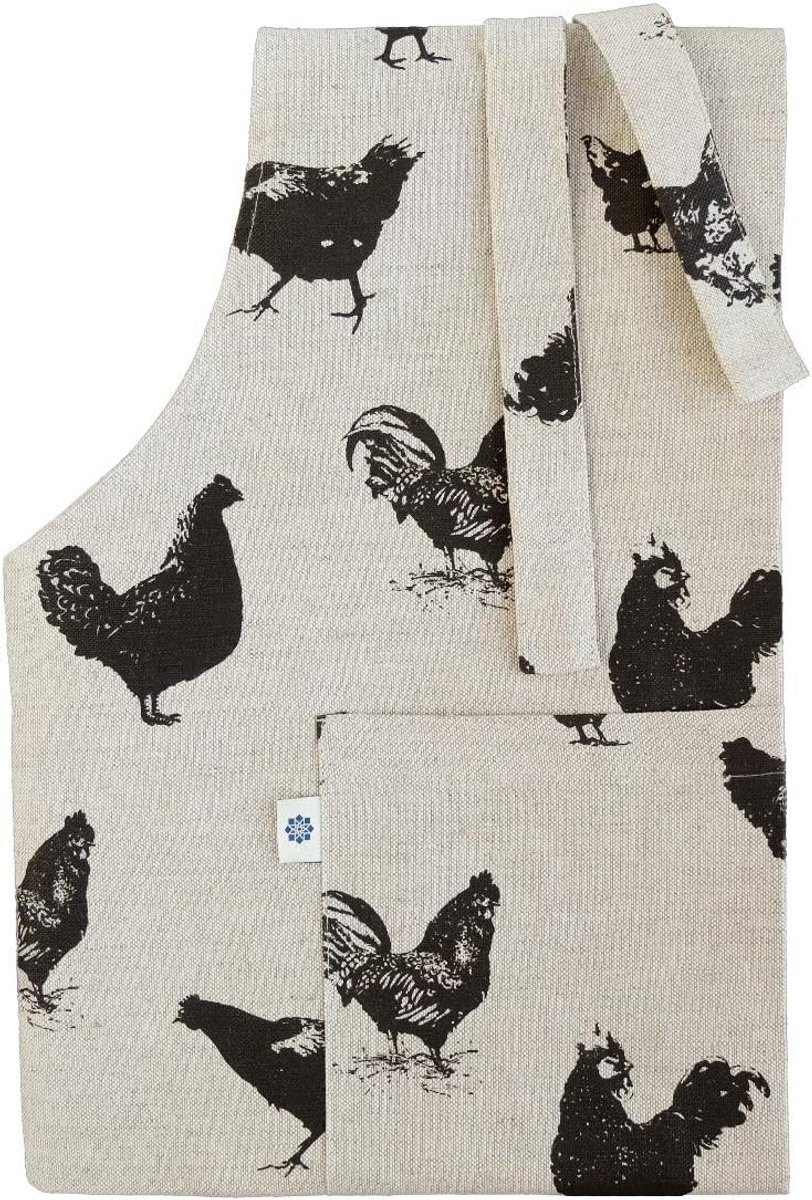 Linen & Cotton Apron Kitchen Apron Women Men Women Men Vintage with Bag – 55% Linen, 45% Cotton, Chickens Beige Nature - ShopVlot