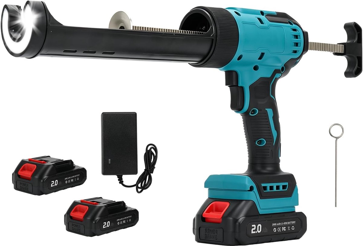 Draadloos kitpistool voor Makita 18V, elektrische siliconen kitpistool applicator voor 300ml cartridges met 2 stuks - ShopVlot