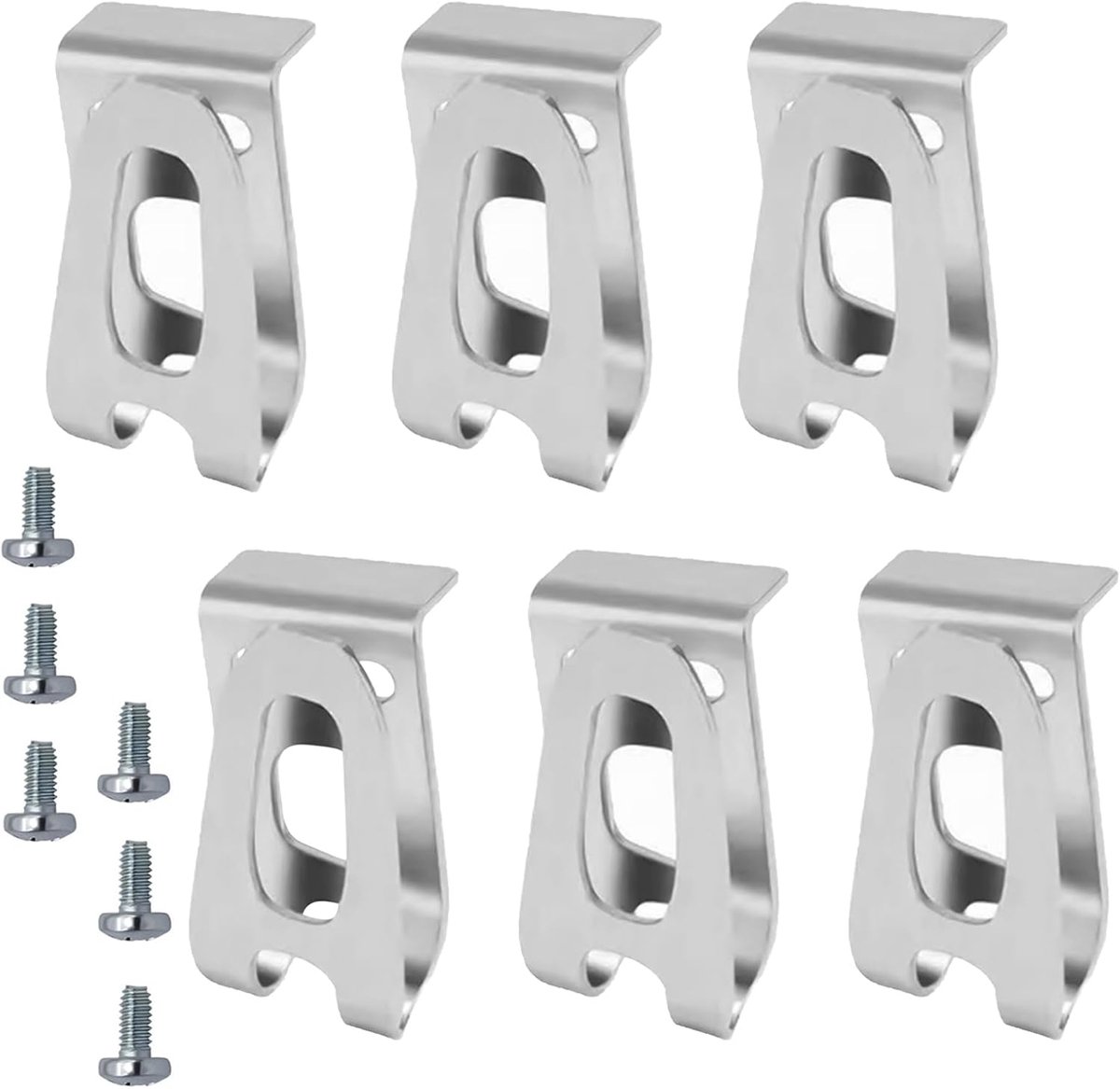 Electric Drill Hook Clips, 6 Pieces Stainless Steel Belt Clips with Screws, Heavy Duty Drivers Belt Hooks Tools for - ShopVlot