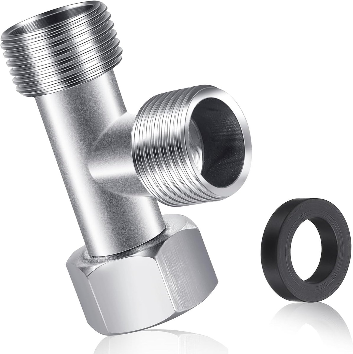 3-weg ventiel T-stuk, messing T-aansluitstuk, 3/8 inch recht en 3/8 inch zijkant, T-omstelventiel met afdichting - ShopVlot