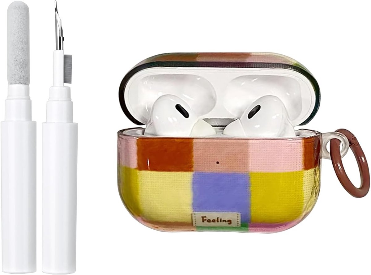 Compatible with AirPods Pro 3, Case with Cleaning Kit, Cute Colourful Dopamine Checked Pattern, Aesthetic Design - ShopVlot