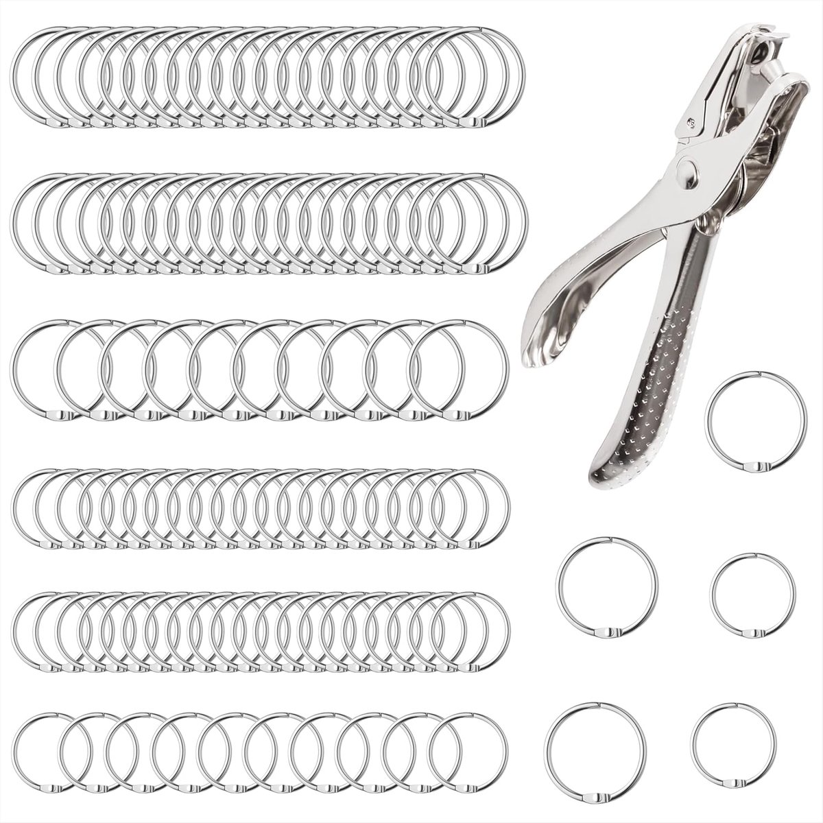 Binder ringen 100 stuks 20mm 25mm - metalen bindringen - inclusief perforator - ShopVlot