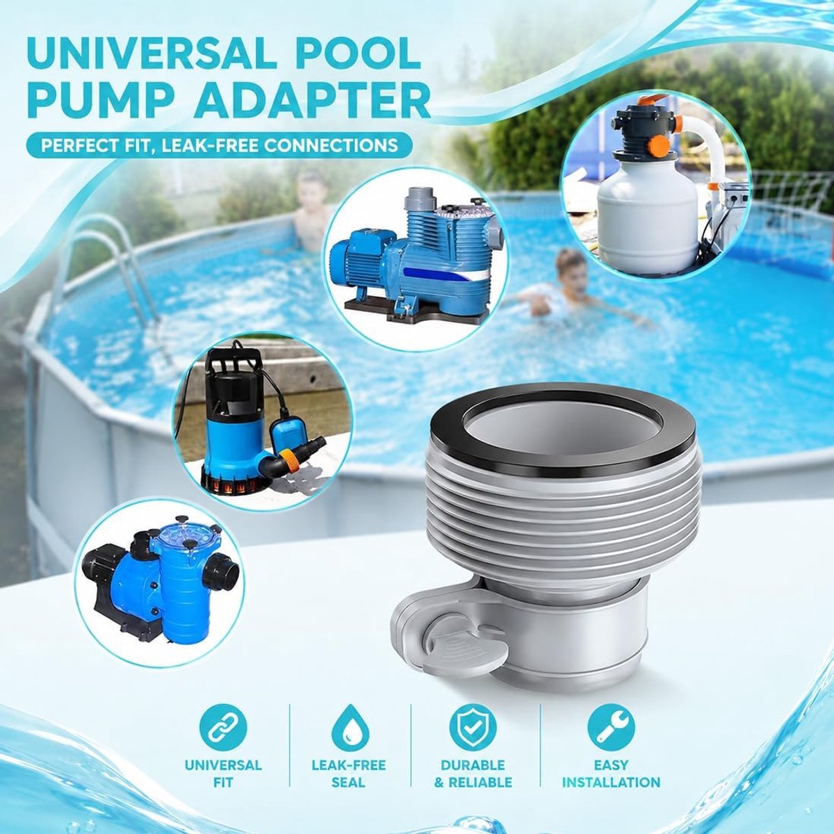 Hose Adapter Type B voor Intex zwembaden - 4-delige set - 1.25/1.5 inch aansluiting - voor optimale watercirculatie - ShopVlot