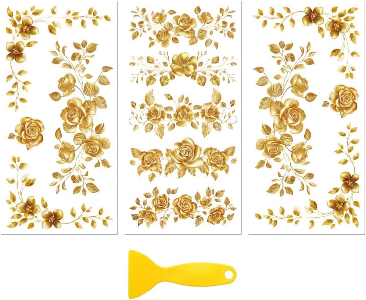 Rub on transfers voor meubels - gouden kant met hoeken - 15cm x 30cm - waterdicht en veelzijdig - ShopVlot