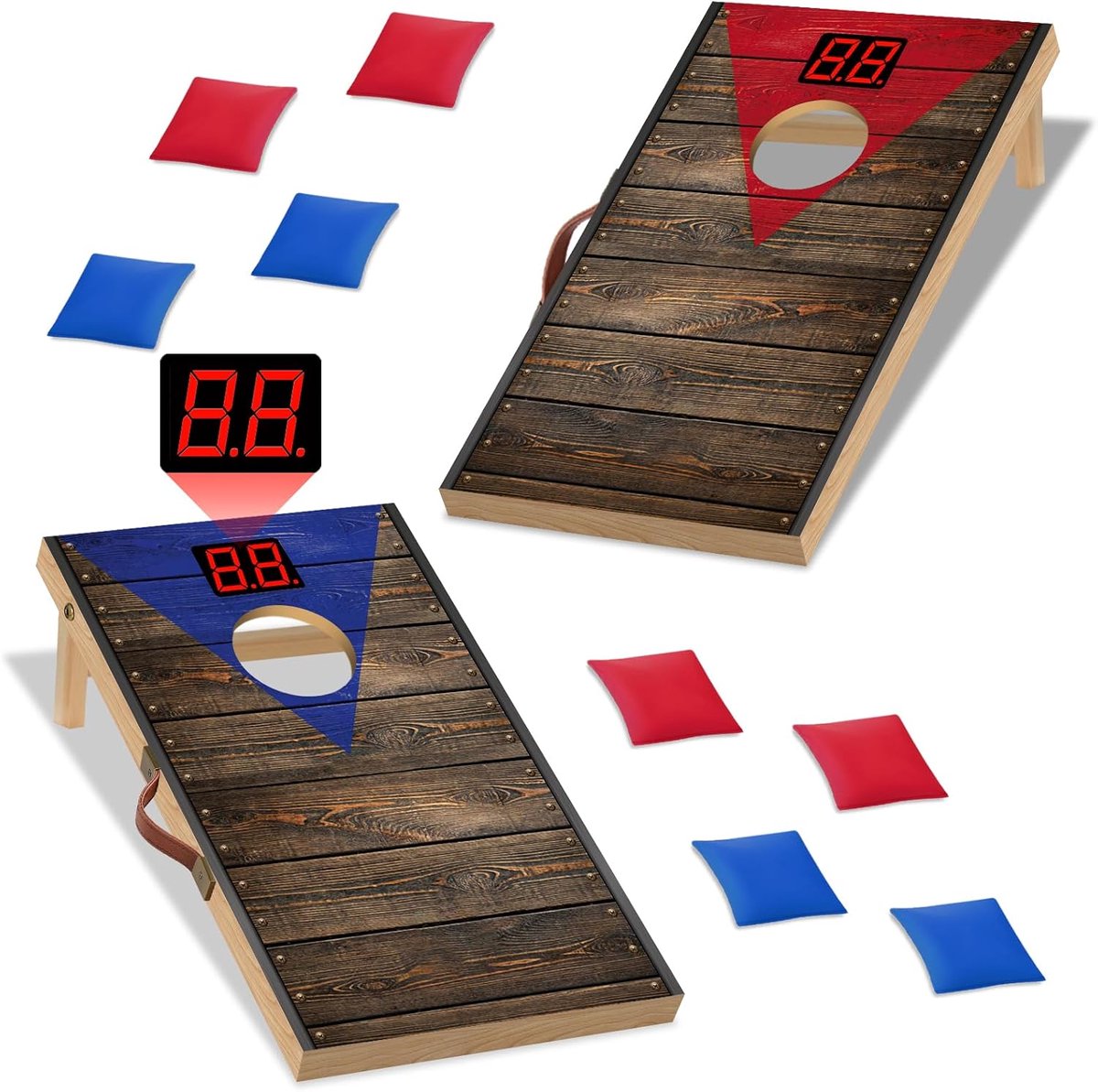 Cornhole speelset 60 x 0,3 m - massief hout - inclusief 8 bonenzakken - perfect voor buitenplezier - ShopVlot