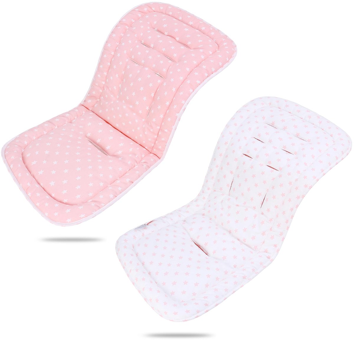 Zitkussen kinderwagen 78 x 34 cm - katoen tweezijdig bruikbaar - roze sterren - extra comfort voor je kindje - ShopVlot