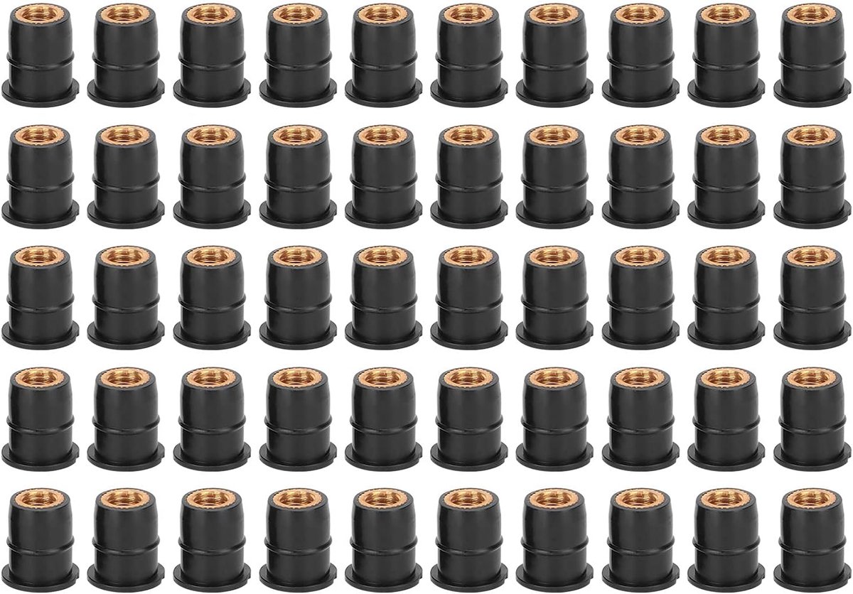 Rubber well nuts M6 - 50 stuks - Waterdichte bevestigingsmoeren - Vermindert trillingen - ShopVlot
