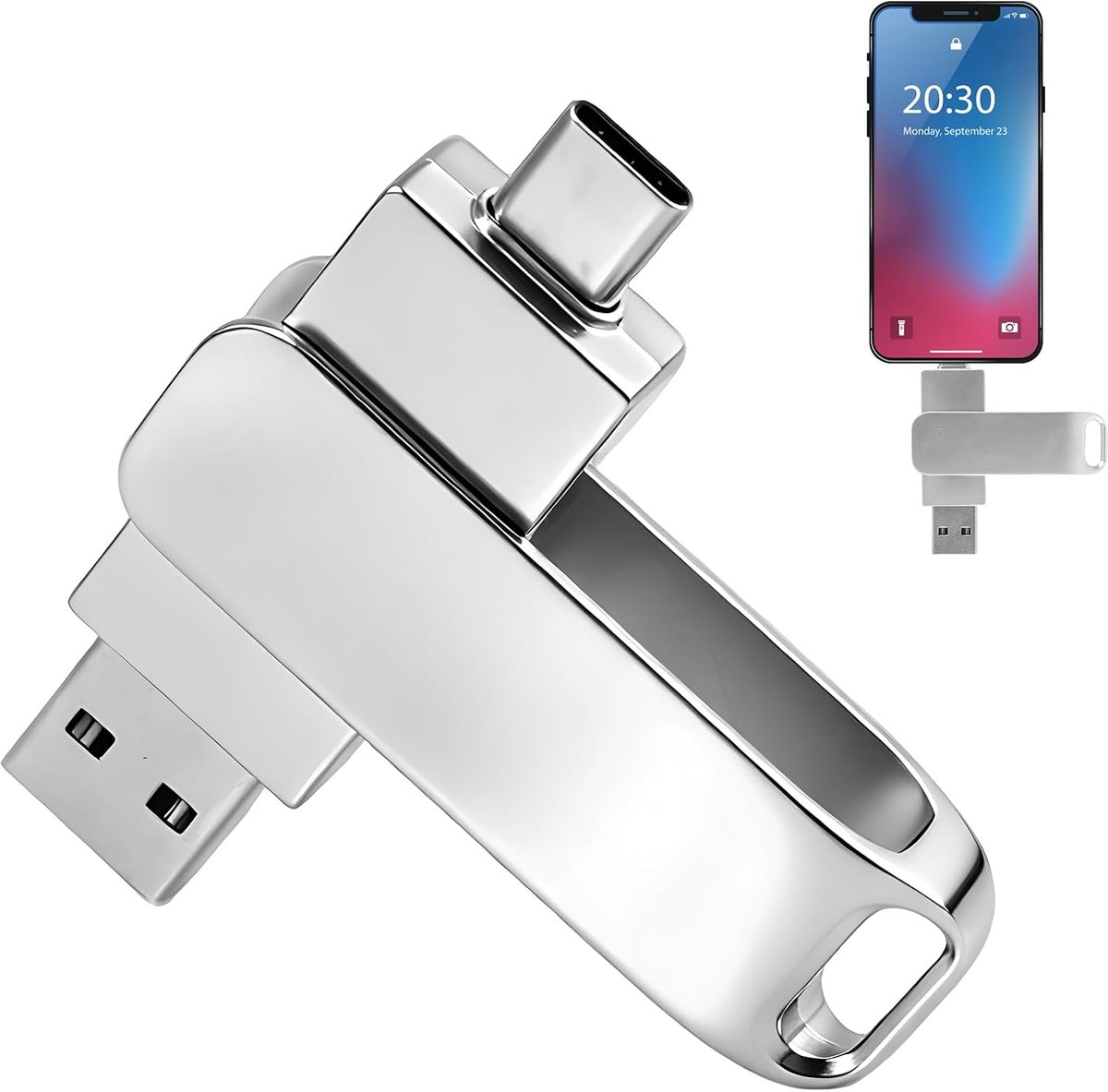 USB C 3.0 32 GB Dual Port - Type-C en USB-A - Compatibel met mobiele telefoon - Eenvoudige fotooverdracht - ShopVlot