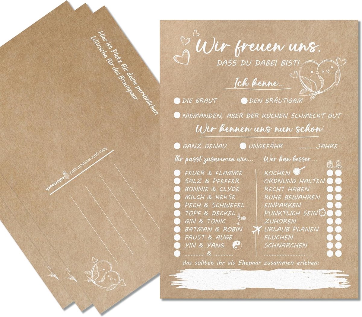 wedding game met 52 ansichtkaarten - vintage stijl - vragen om in te vullen - blijvende herinnering voor het bruidspaar - ShopVlot