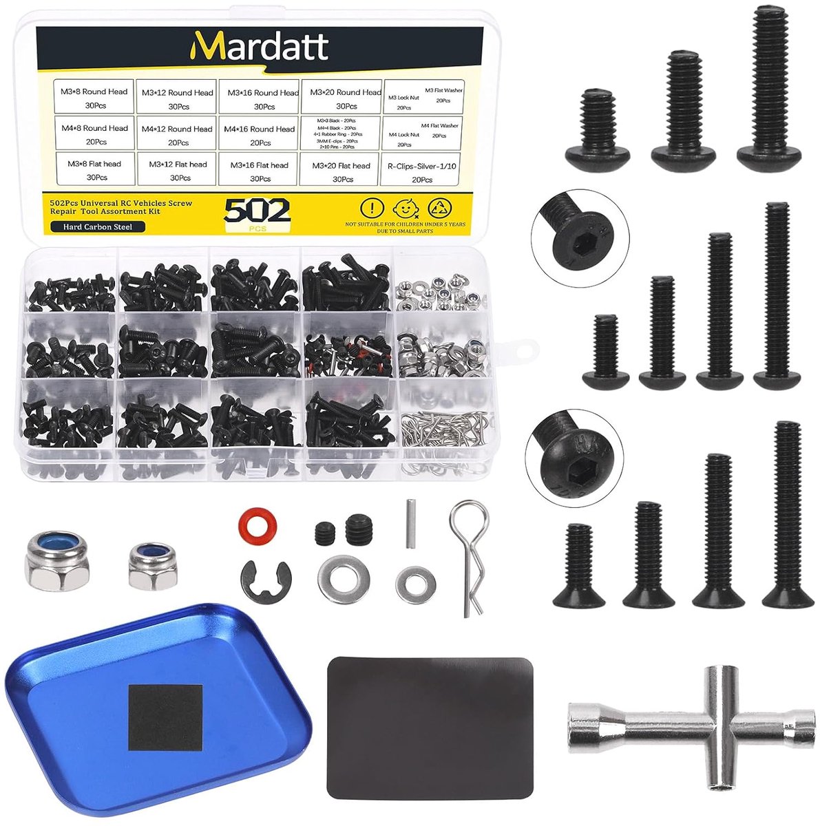 RC Schroefset 502pcs - M3 en M4 - Metalen schroeven en gereedschap - Ideaal voor modelbouw en hobby's - ShopVlot