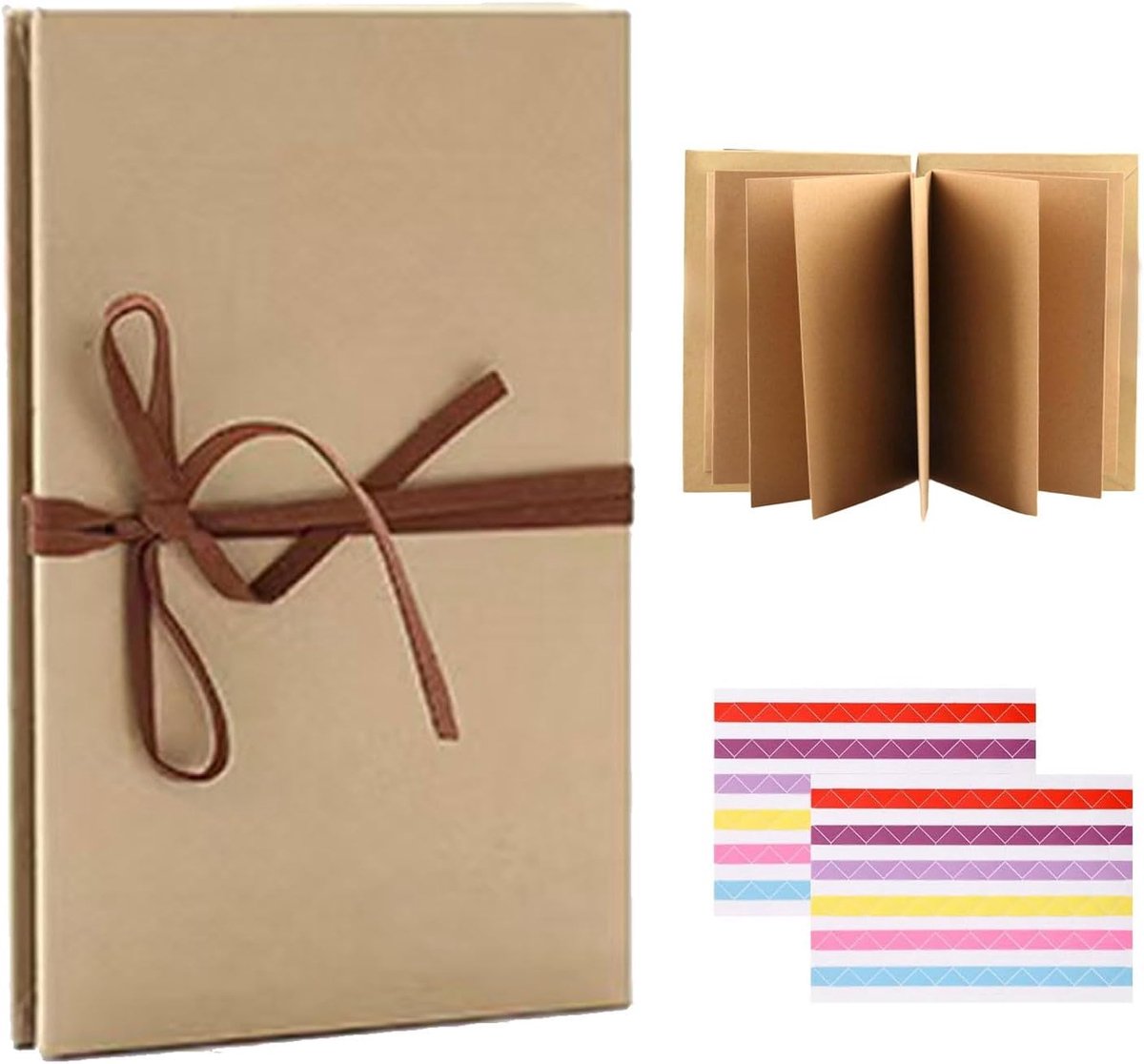 1 x Mini Scrapbook with Fixed Cover, Small Book for Crafts, Foldable, Mini Photo Album for Memories and Memory Books - ShopVlot
