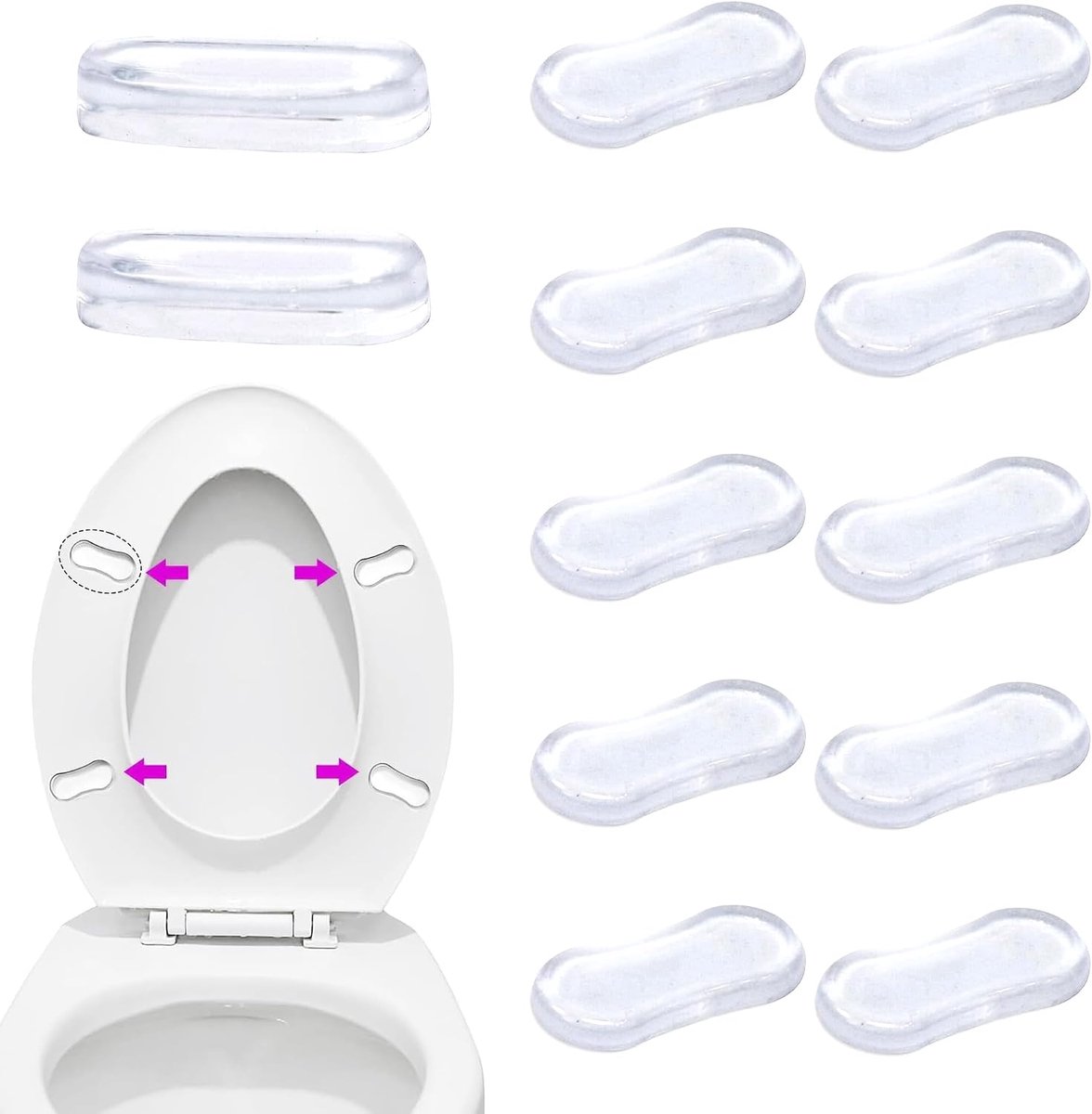 Toiletbrilbuffers, 2 sets rubberen toiletdekselstopper, reserveonderdelen, antislip en stille bufferpads voor - ShopVlot