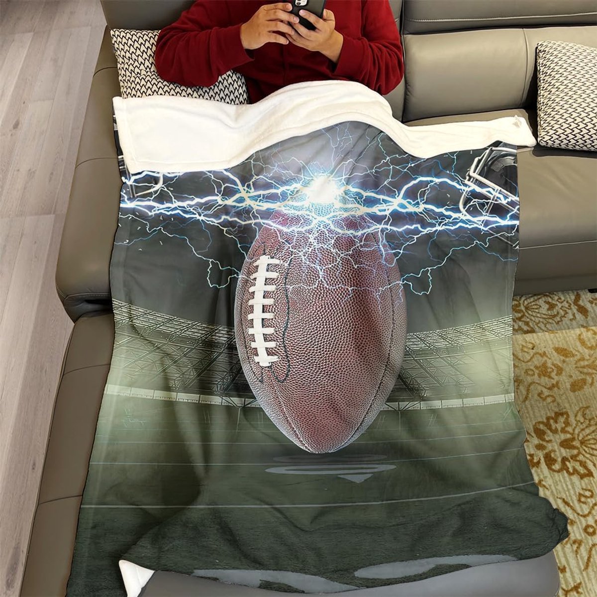 thick blanket soft warmth cozy flannel-fleece sofa blanket lid blanket American Football Blitz Mask match - ShopVlot