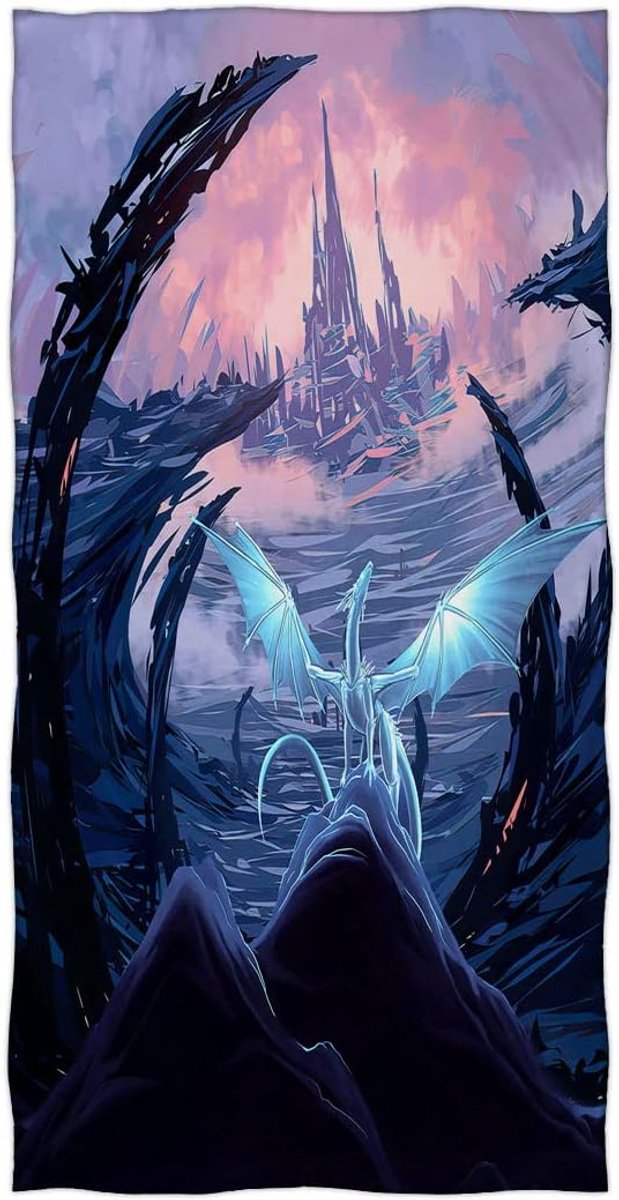 Bath towel dragon castle of rocks 70cm x 140cm beach towel - ShopVlot