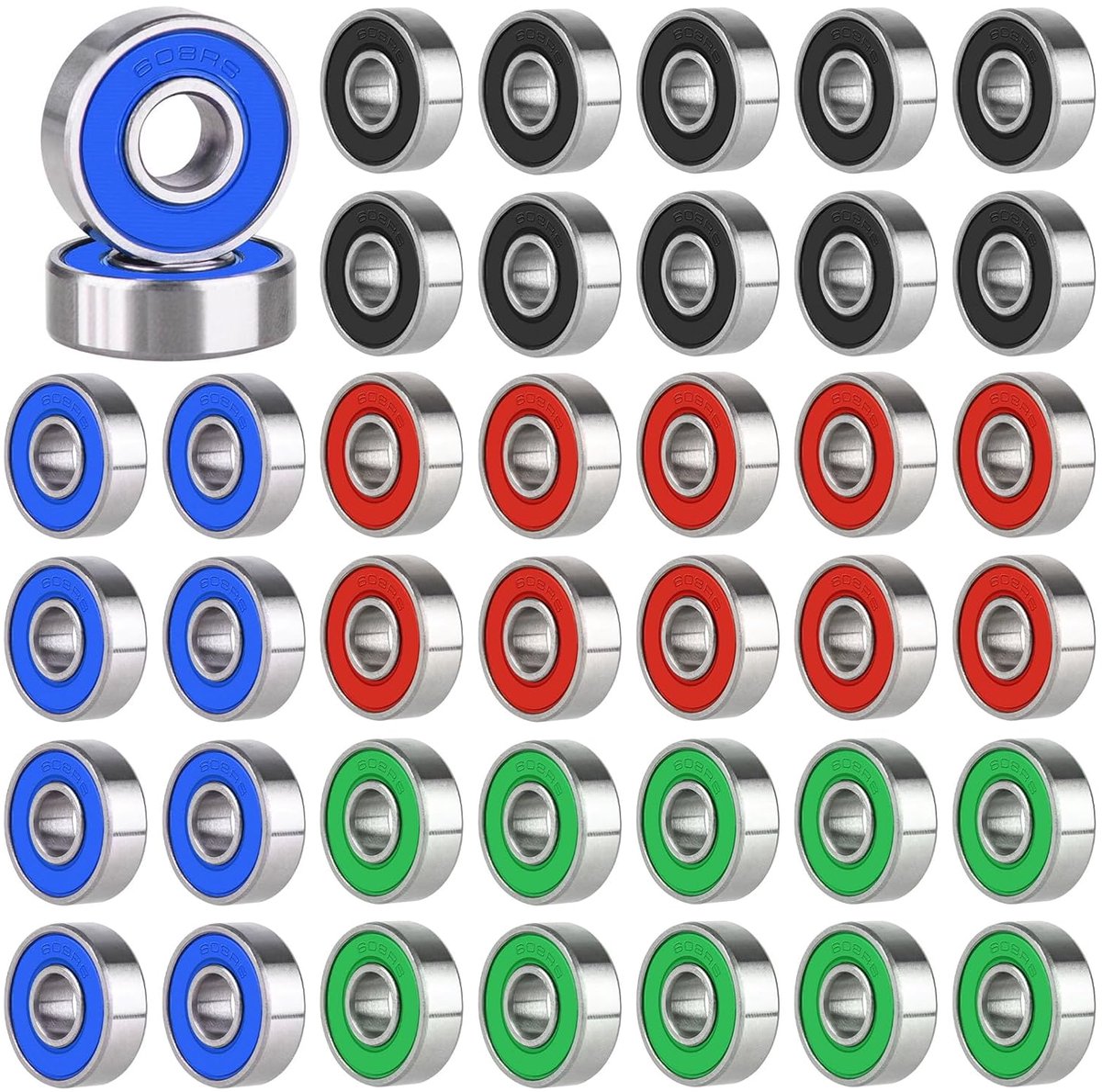 Pack of 40 Ball Bearings 608 RS, 608 Ball Bearings 8mm x 22mm x 7mm Metal Double Shielded Miniature Groove Ball - ShopVlot
