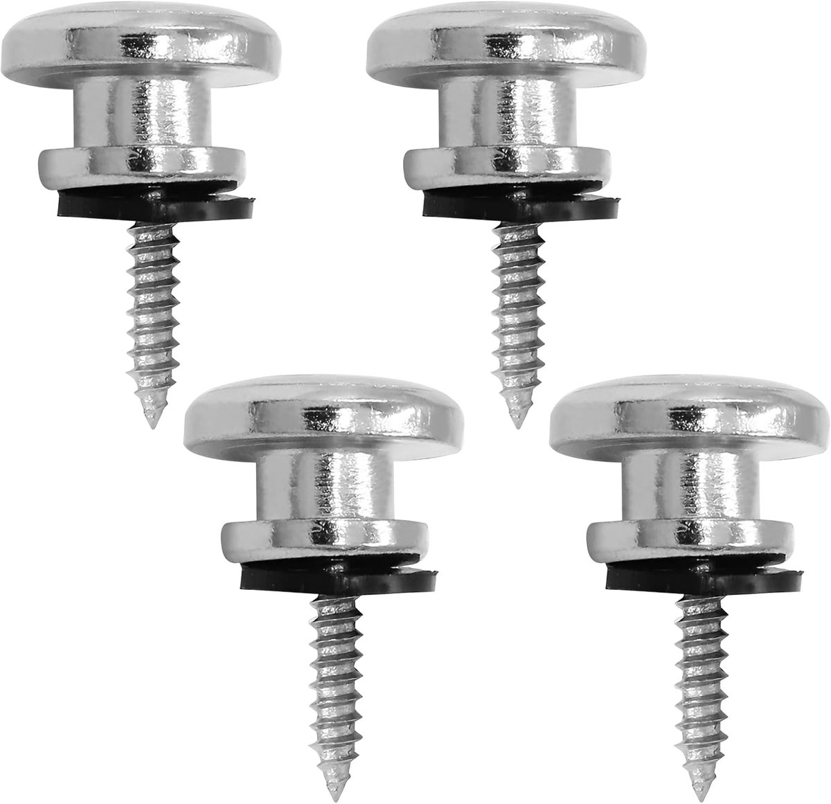 4 Stuks Gitaarriem Bevestigen Metaal met Zilveren Buttons met Bevestiging Schroeven en Rubber Cushion voor Elektrische - ShopVlot