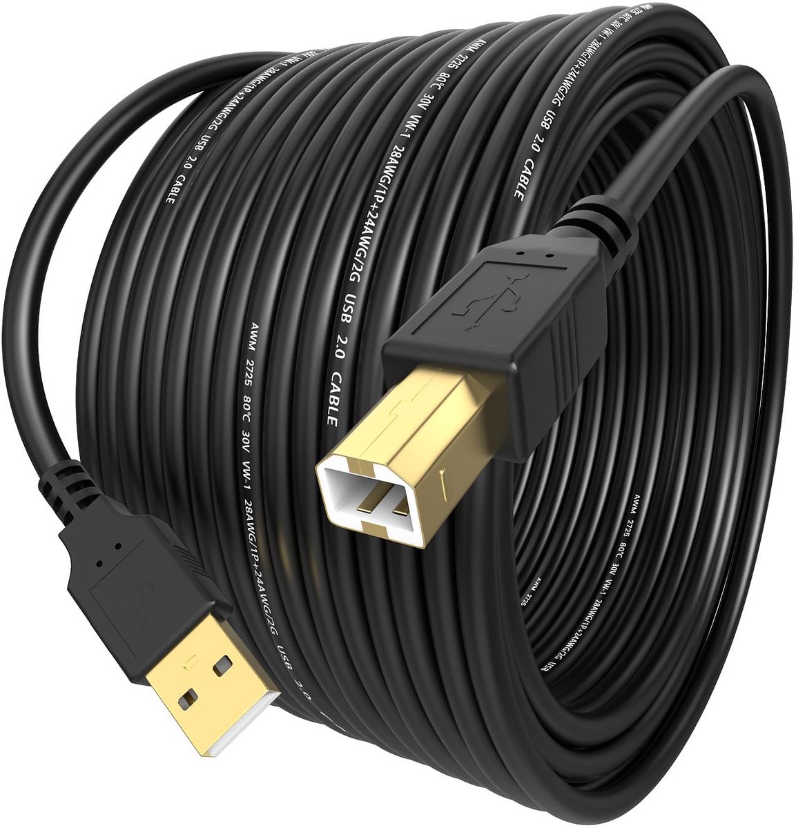 US Printer Cable2.0 Black PVC 6m 1Pack - ShopVlot