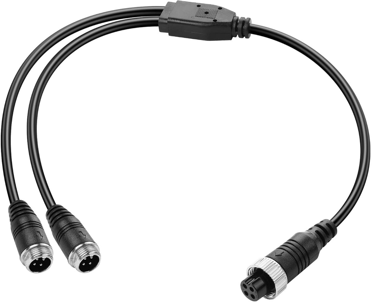 4 Pole Aviation Plug Y Splitter, 1 Bus to 2 Plug Extension Cable for Rear View Camera CCTV Rear View Camera, Car - ShopVlot