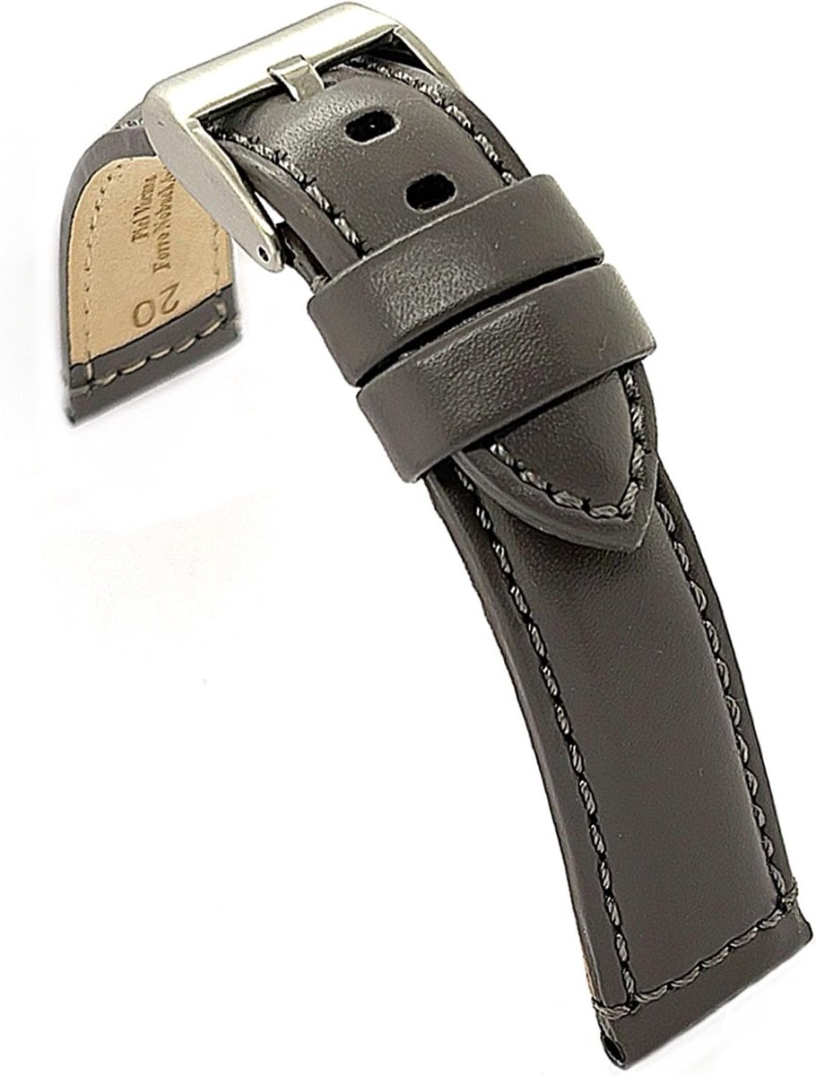 diloy Smooth Sporty Cowhide Leather Bracelet with Seam, for Watches – Sizes 14 mm 16 mm 18 mm 20 mm 22 mm 24 mm – - ShopVlot