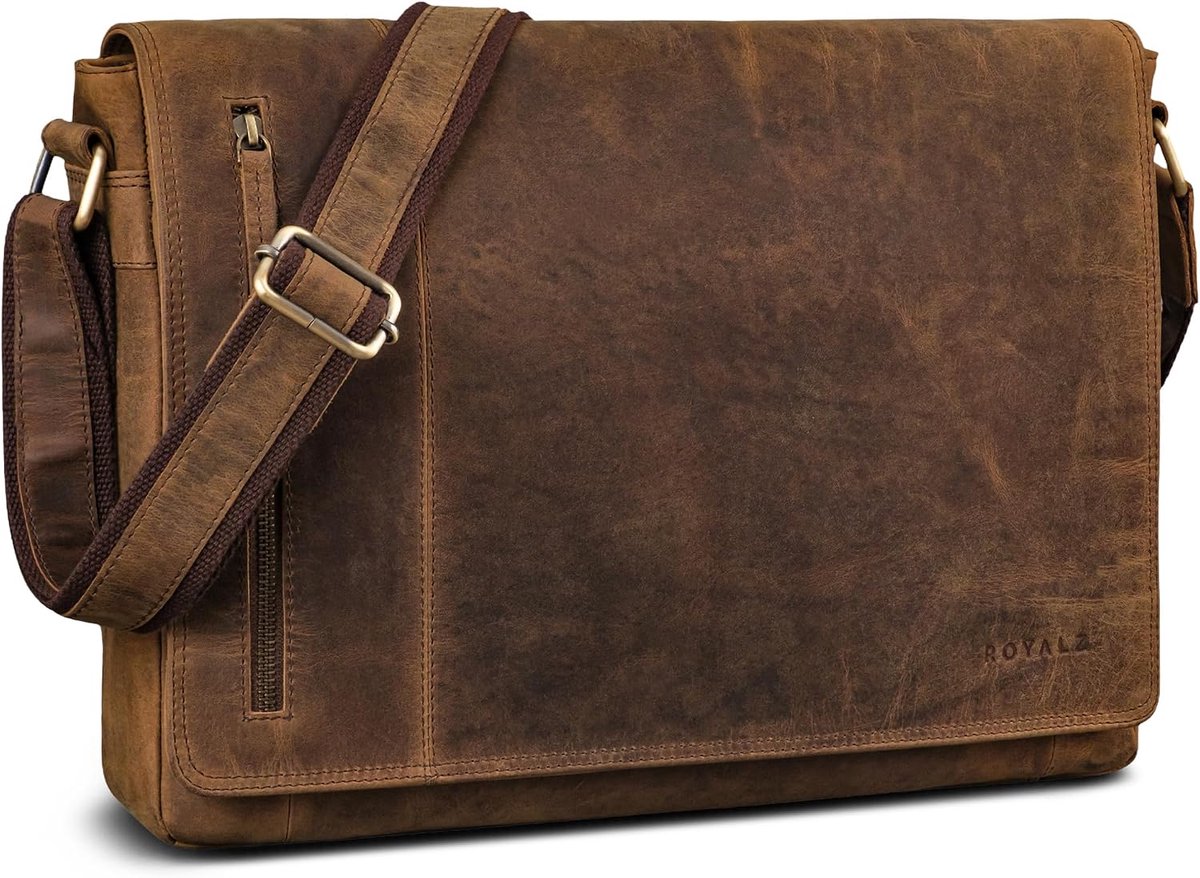 ROYALZ Vintage Leather Shoulder Bag for Men and Women, Genuine Leather, New Jersey Briefcase, Genuine Leather - ShopVlot
